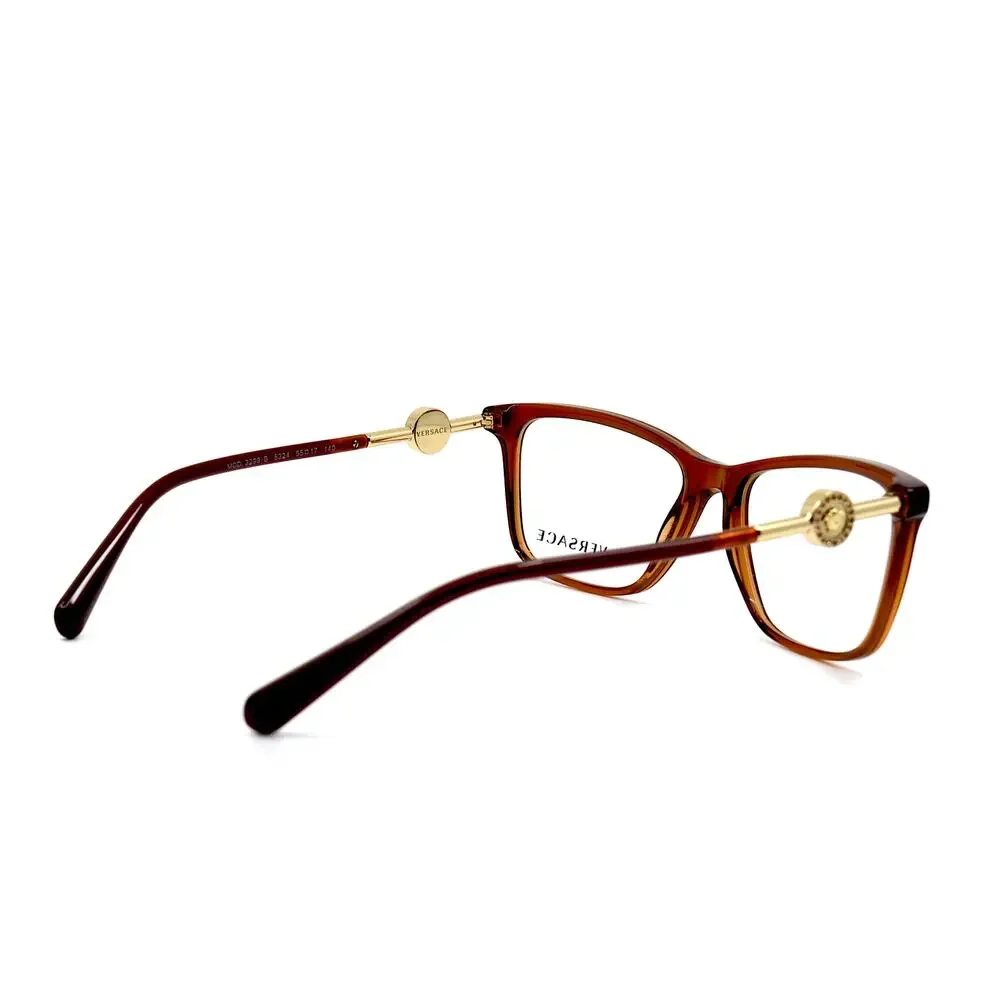 NEW VERSACE VE3299B 5324 TRANSPARENT BROWN AUTHENTIC EYEGLASSES FRAME